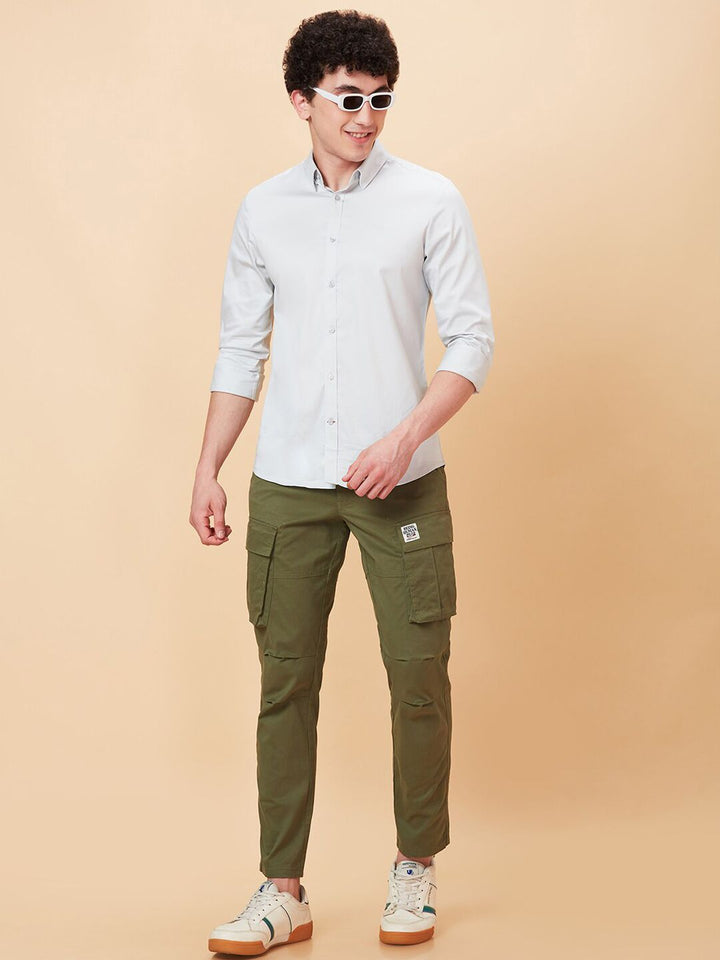 Being Human Men Mid-Rise Plain Cotton Slim Fit Cargos Trouser