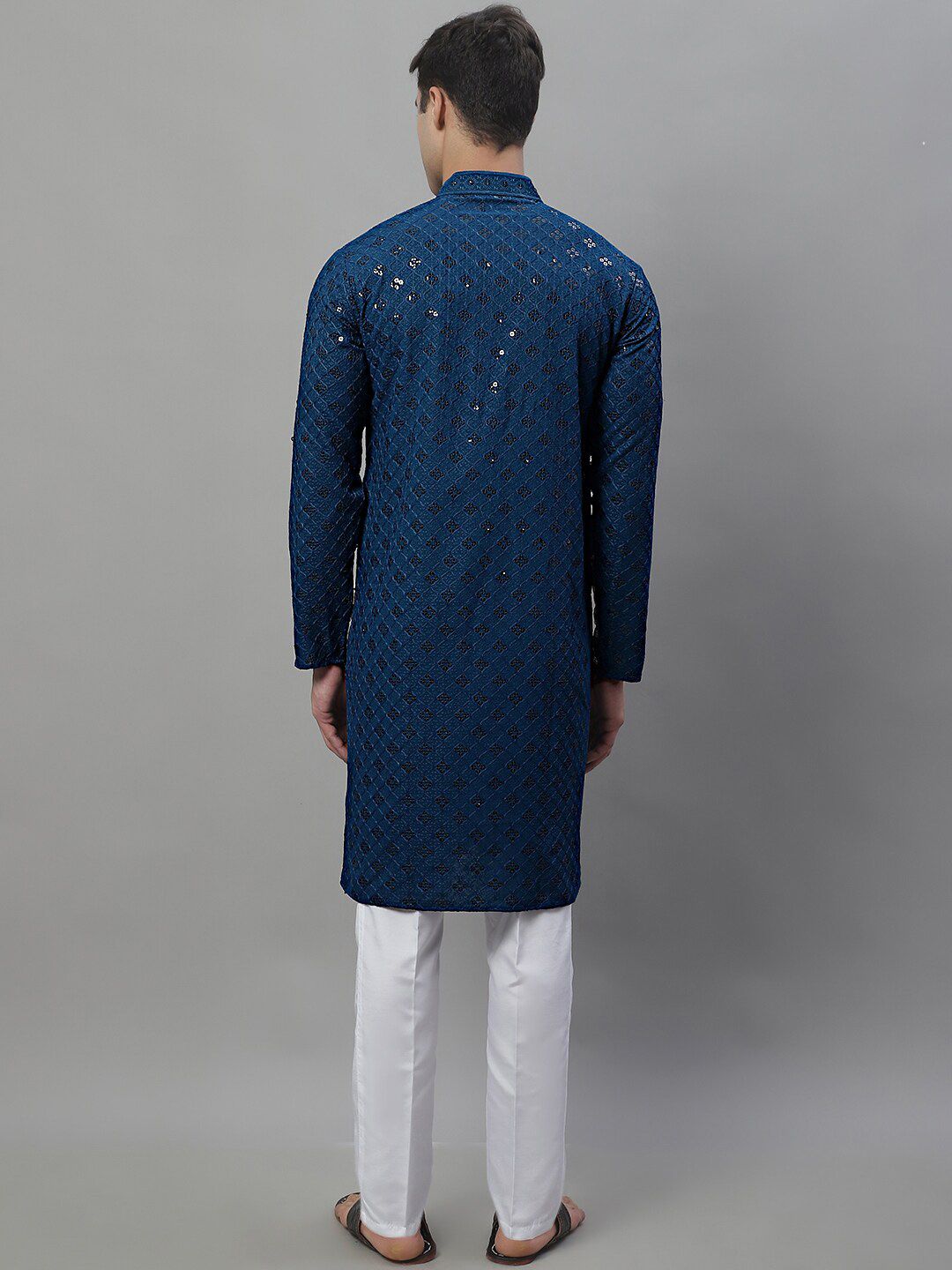 Jompers Geometric Chikankari Embroidered Kurta With Pyjamas