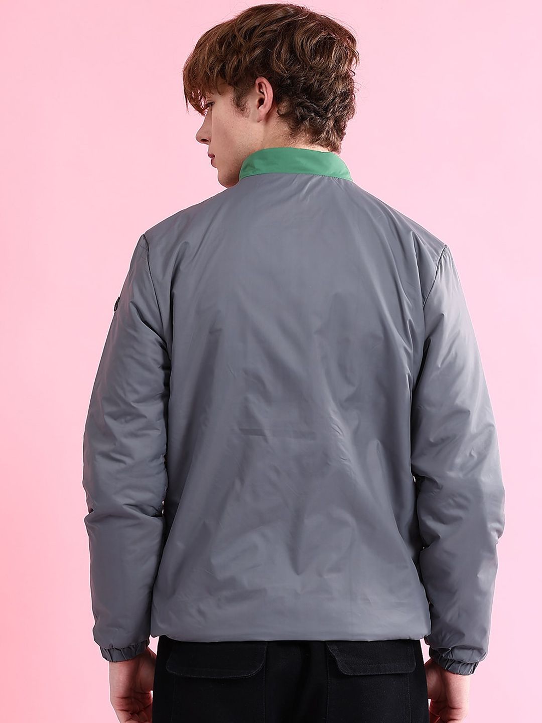 The Indian Garage Co Colourblocked Mock Collar Long Sleeves Padded Jacket