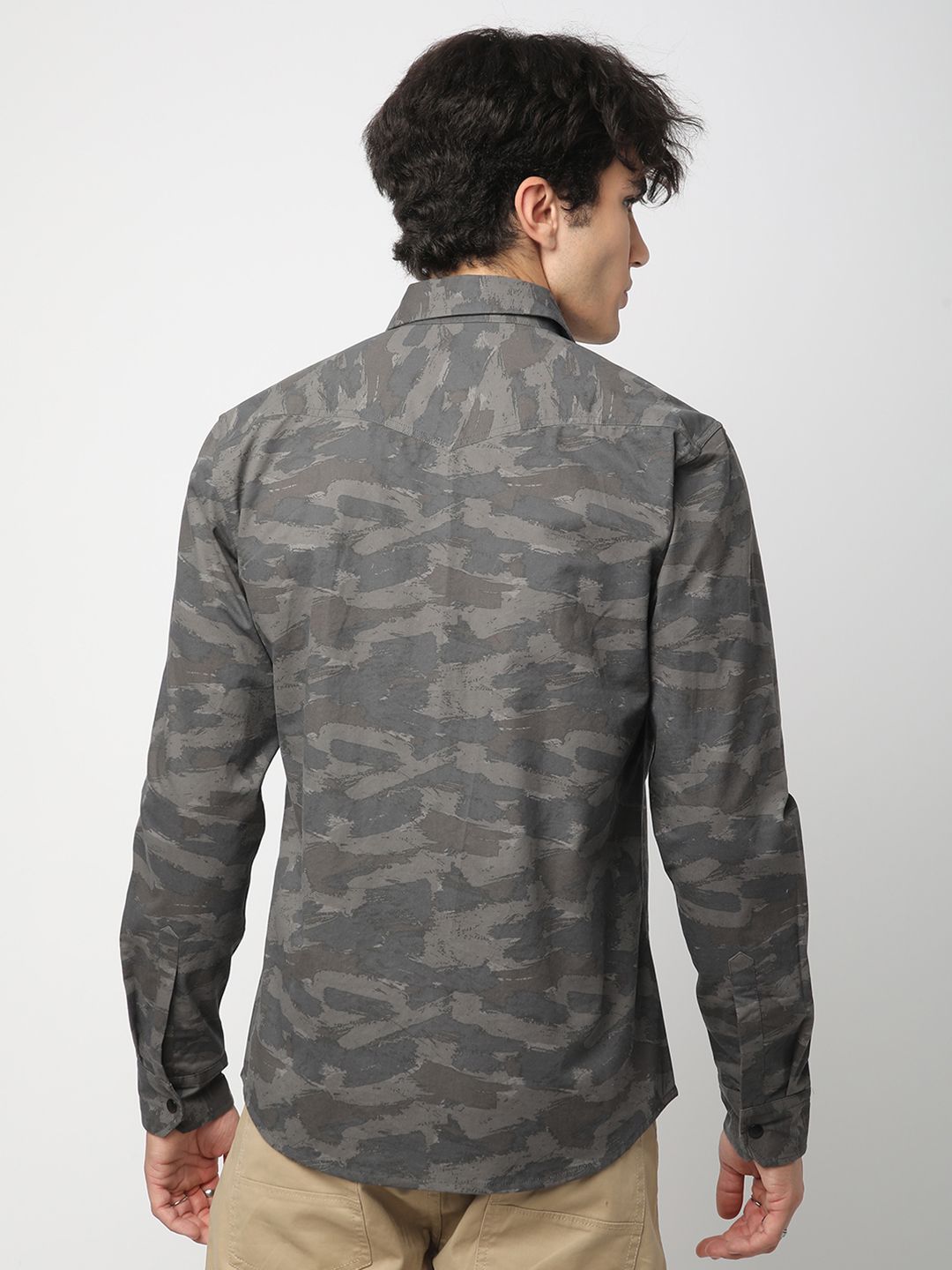 VASTRADO Men Classic Fit Spread Collar Camouflage Printed Cotton Slim Fit Casual Shirt