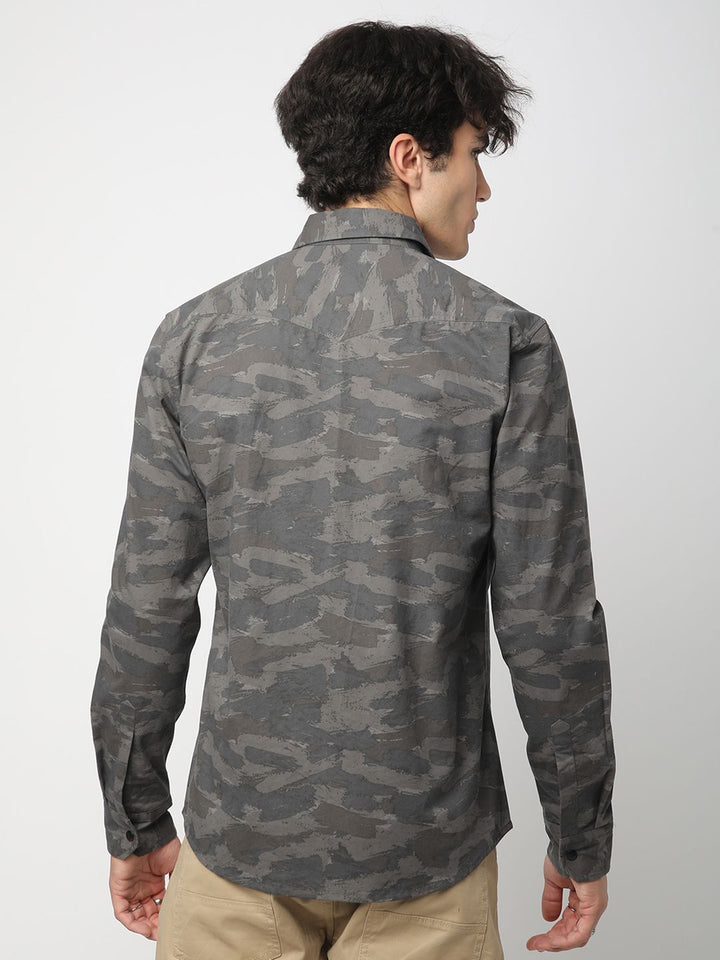 VASTRADO Men Classic Fit Spread Collar Camouflage Printed Cotton Slim Fit Casual Shirt