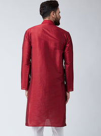SOJANYA Men Maroon Solid Straight Kurta