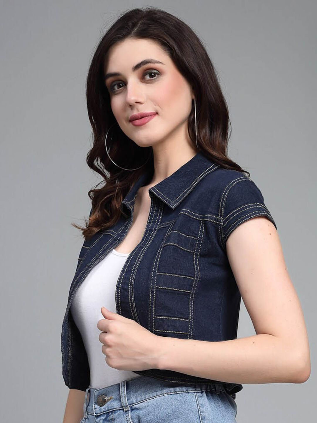 Style Quotient Women Crop Denim Shrug