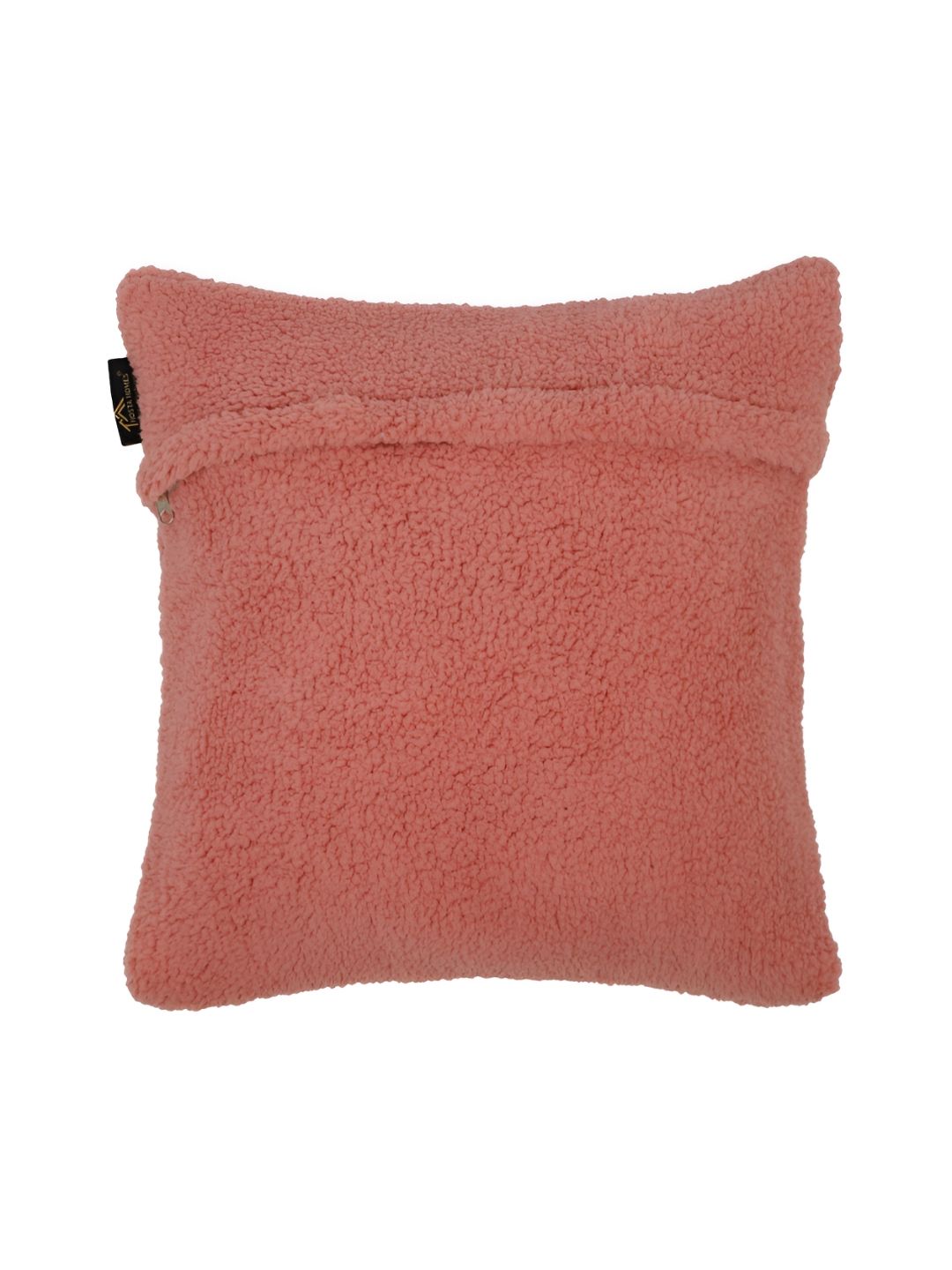 HOSTA HOMES Peach-Coloured 2 Pieces Soft Fur Square Cushion Covers