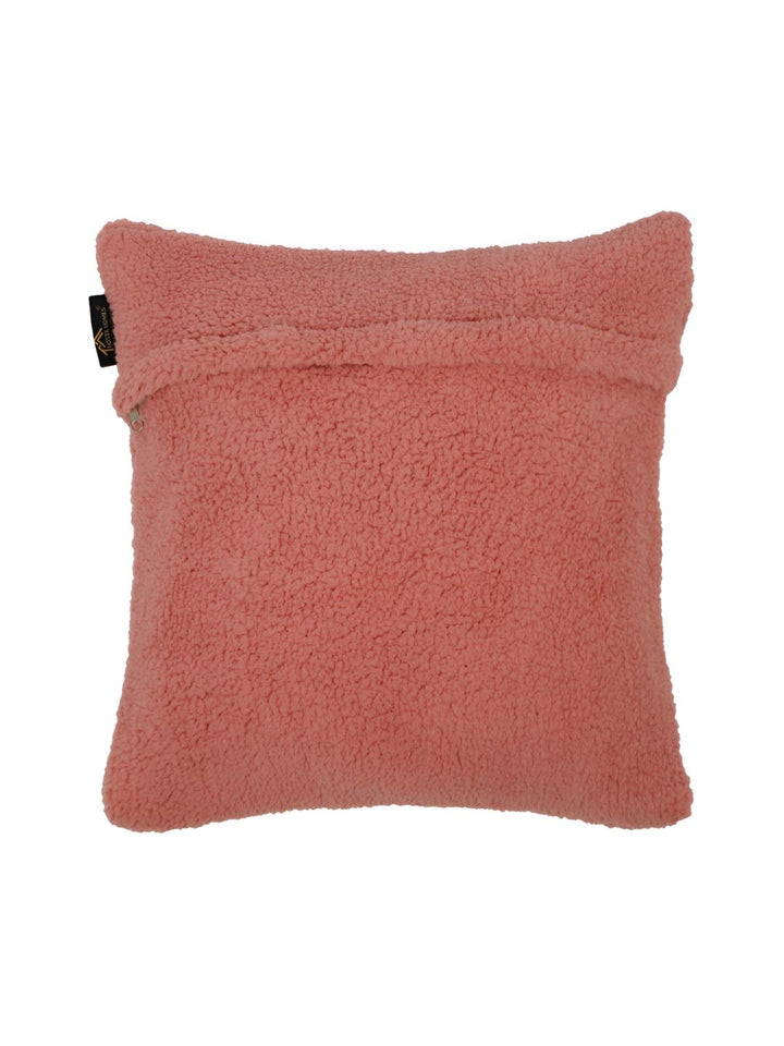 HOSTA HOMES Peach-Coloured 2 Pieces Soft Fur Square Cushion Covers