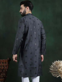 SOJANYA Ethnic Motifs Embroidered Mandarin Collar Sequinned Straight Kurta
