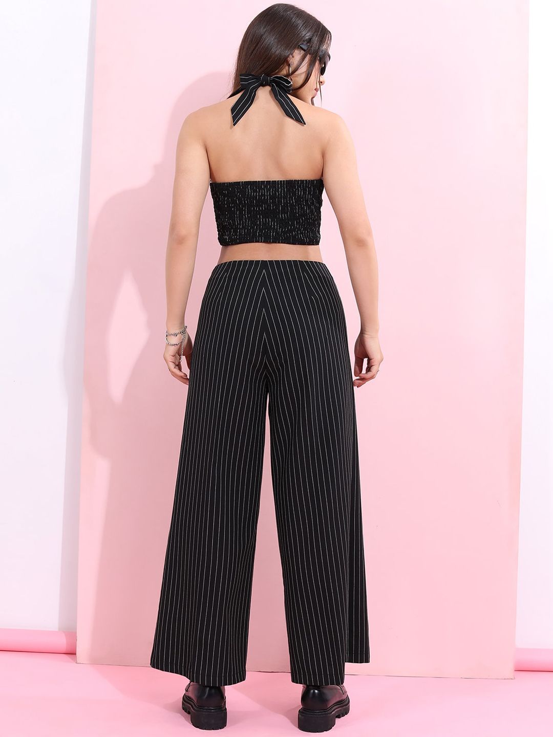 Tokyo Talkies Crop Top With Flared Trousers Co-Ords