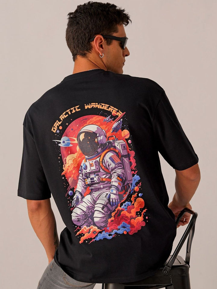 The Indian Garage Co Men Pure Cotton Back Printed Oversized Round Neck T-shirt