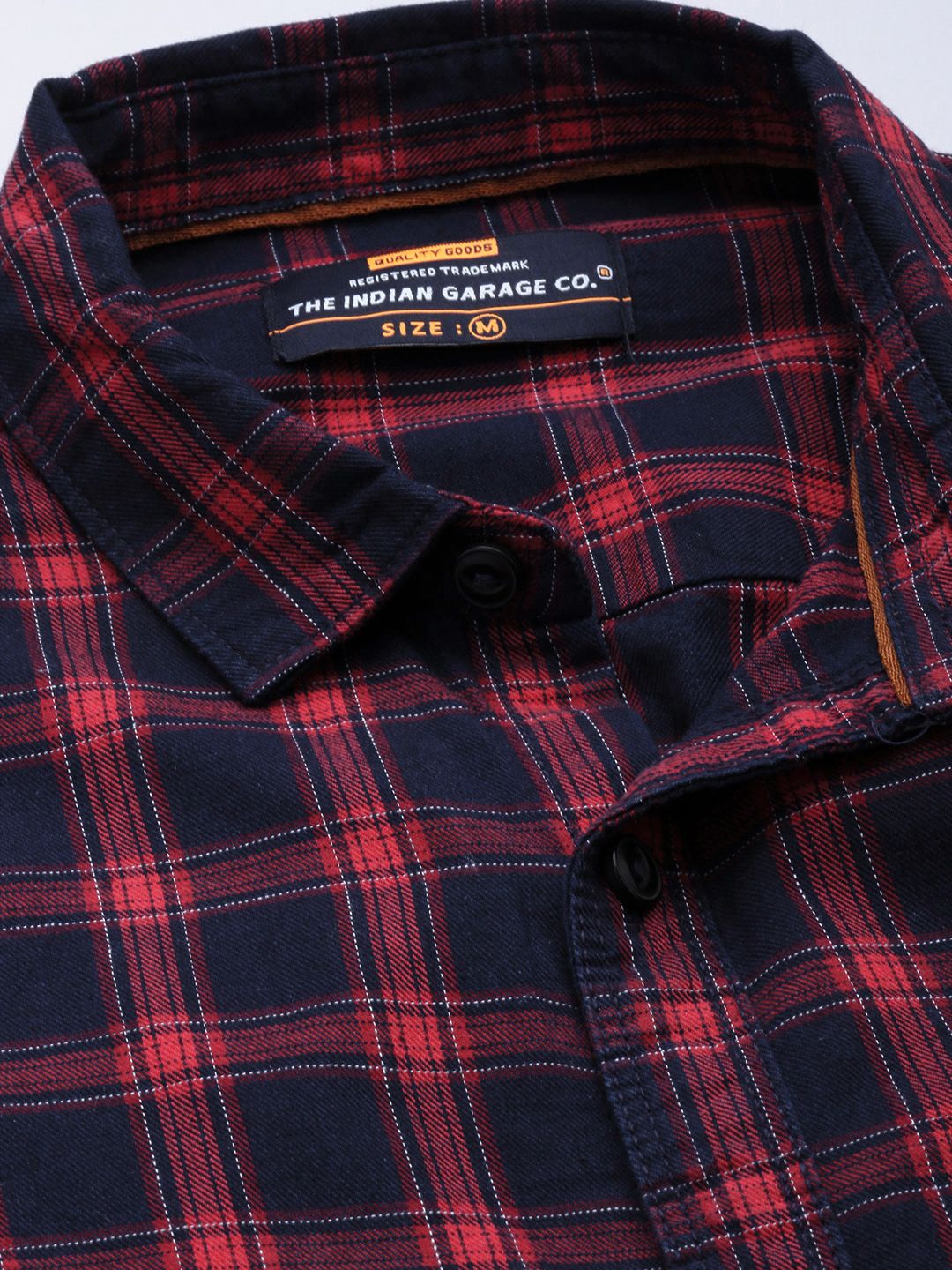 The Indian Garage Co Men Navy Blue & Red Checked Casual Shirt