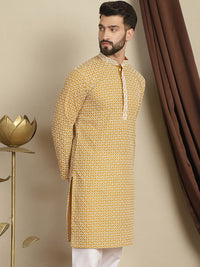 Anouk Geometric Printed Cotton Cermin Kerja Pathani Kurta