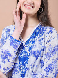 pspeaches Girls Floral Print V-Neck Long Sleeves A-Line Midi Dress With Shrug