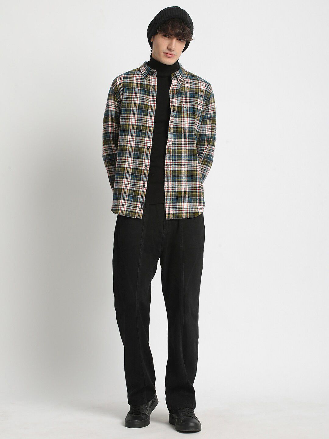 The Bear House Men Checked Slim Fit Casual Shit