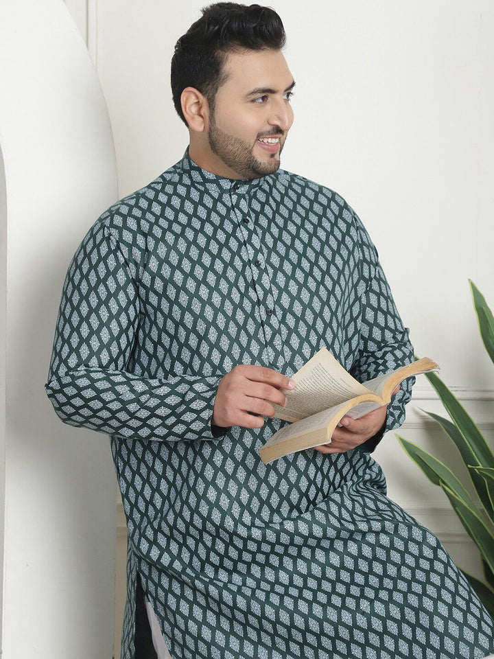 SOJANYA PLUS Ethnic Motifs Printed Band Collar Straight Kurta