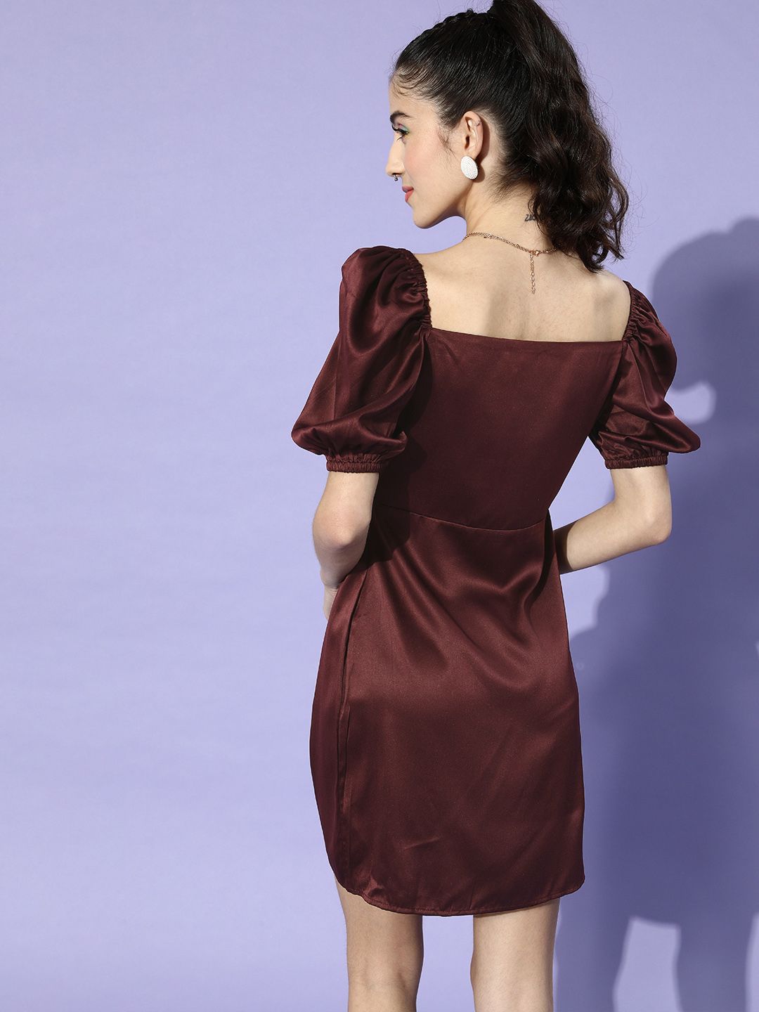 STREET 9 Burgundy Satin Mini Dress
