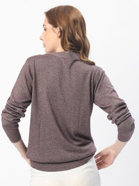 RAREISM Round Neck Acrylic Tie up Shimmer Sweater