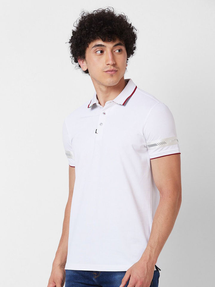 SPYKAR Polo Collar Short Sleeves Cotton Slim Fit T-shirt