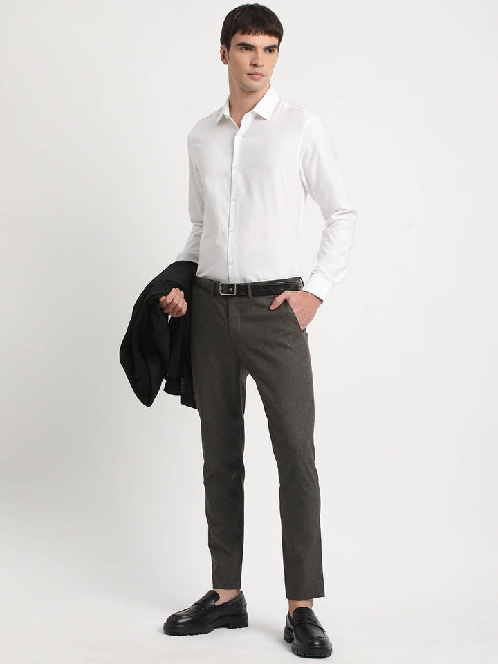 THE BEAR HOUSE Men Solid Tapered Fit Mid-Rise Formal Trousers
