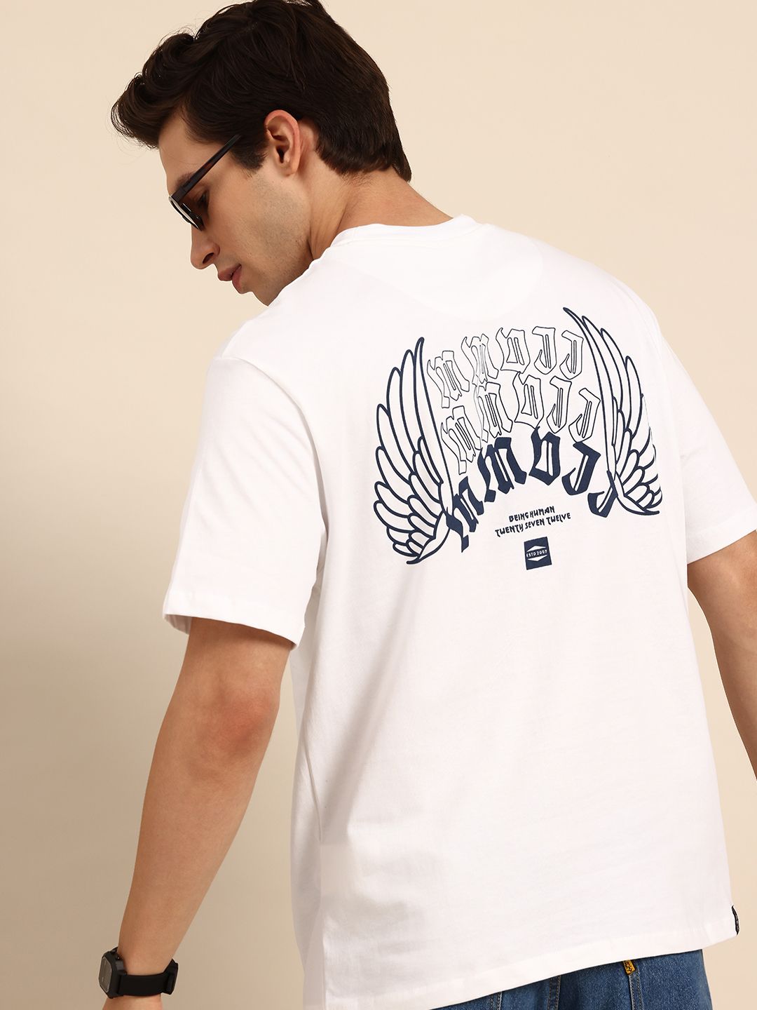 Being Human Pure Cotton Graphic Printed Relaxed Fit T-shirt