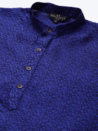 SOJANYA Lelaki Biru Etnik Kurta Jacquard Silk