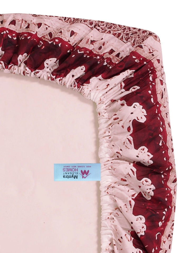 Myntra Elegant Homes Maroon & Pink Floral 400 TC Cadar Katil King dengan 2 Sarung Bantal