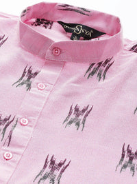SOJANYA Men Pink & Black Printed Kurta