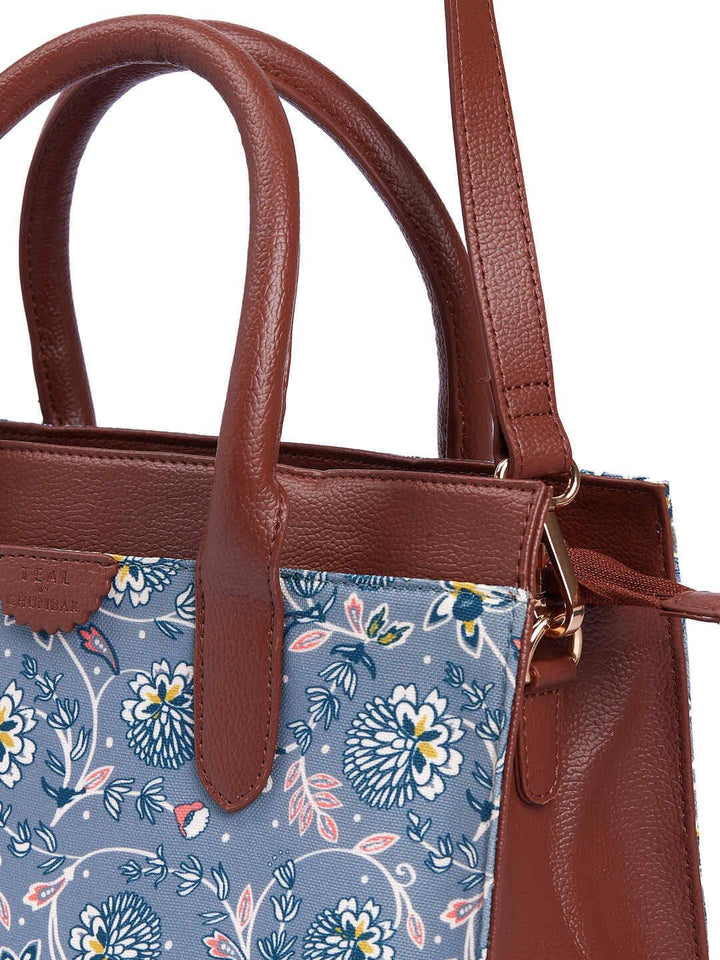 TEAL BY CHUMBAK Two Handles Floral Printed Structured Handheld Bag