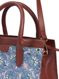 TEAL BY CHUMBAK Two Handles Floral Printed Structured Handheld Bag