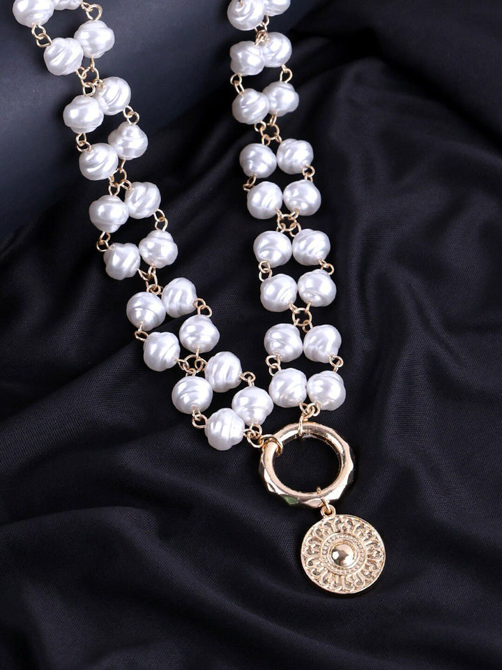 VOGUE PANASH Kalung Manik Bersalut Emas Putih
