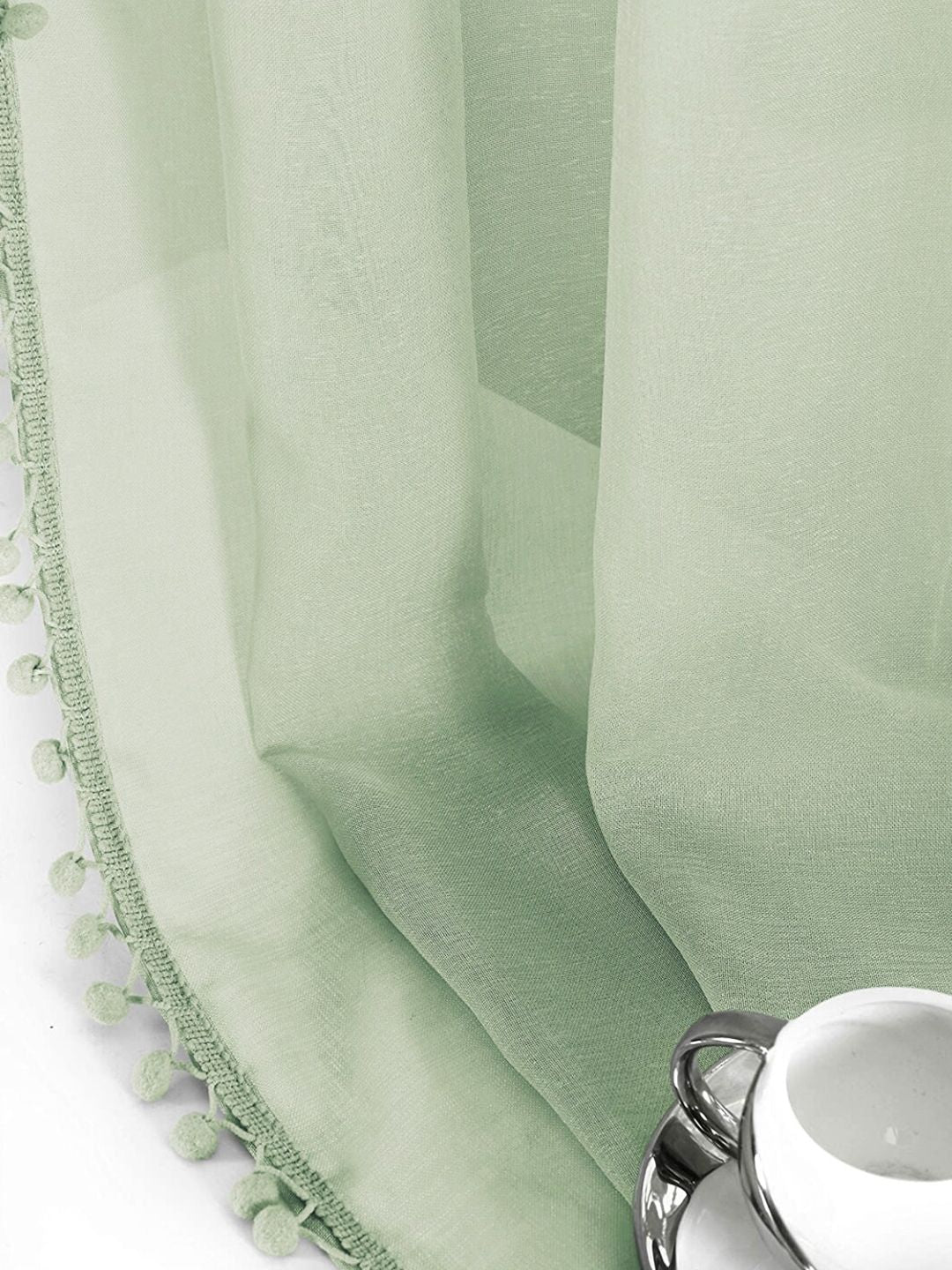 URBAN SPACE Green 2-Piece Sheer Window Curtains