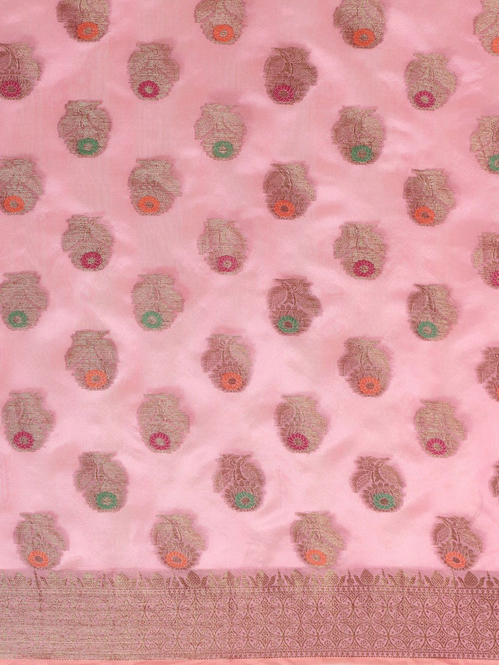 Saree mall Pink Ethnic Motifs Banarasi Saree
