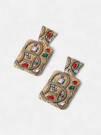 Anting-anting drop kontemporari antik quad-snake emas sohi