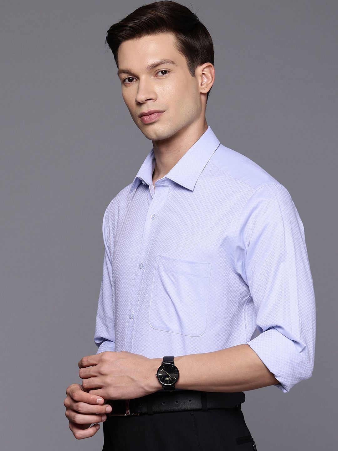 Raymond Pure Cotton Self Design Slim Fit Formal Shirt