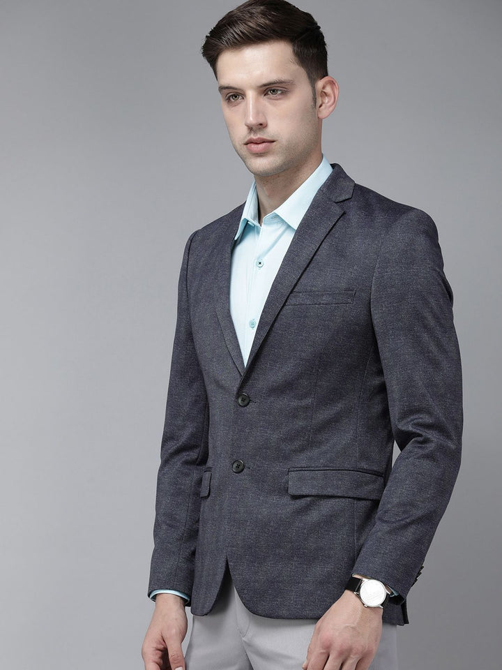 Park Avenue Self Design Regular Fit Single-Breasted Formal Blazer