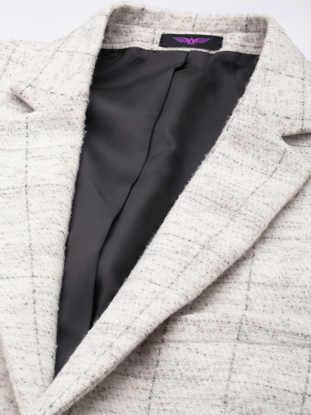 Park Avenue Notched Lapel Single Breasted Checked Slim Fit Formal Blazer