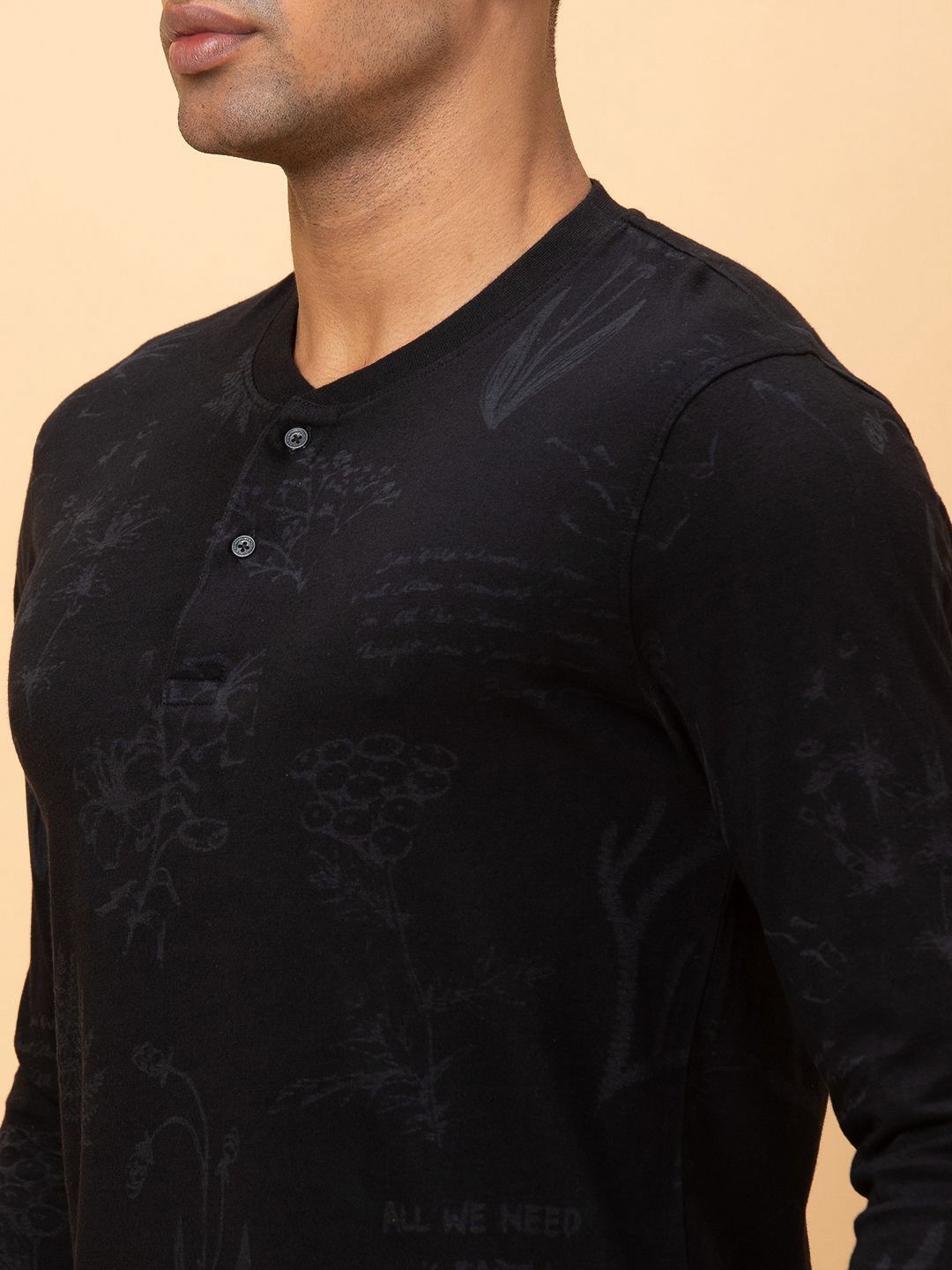 Being Human Men Henley Neck Pockets T-shirt