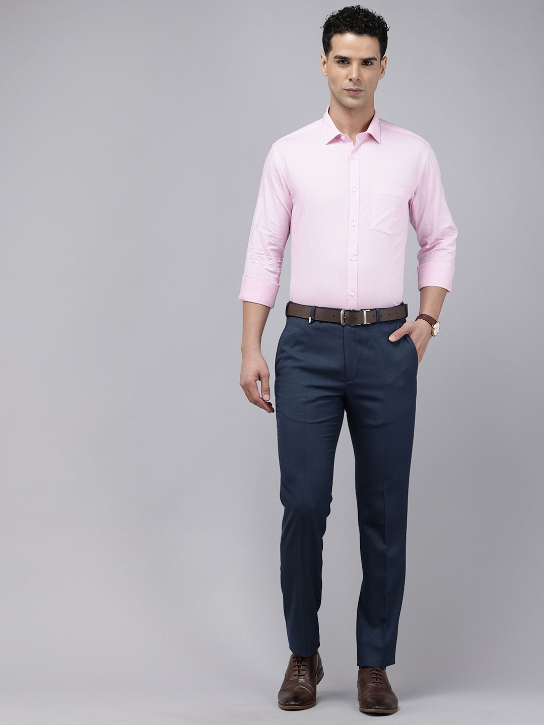 Park Avenue Men Slim Fit Textured Formal Trousers