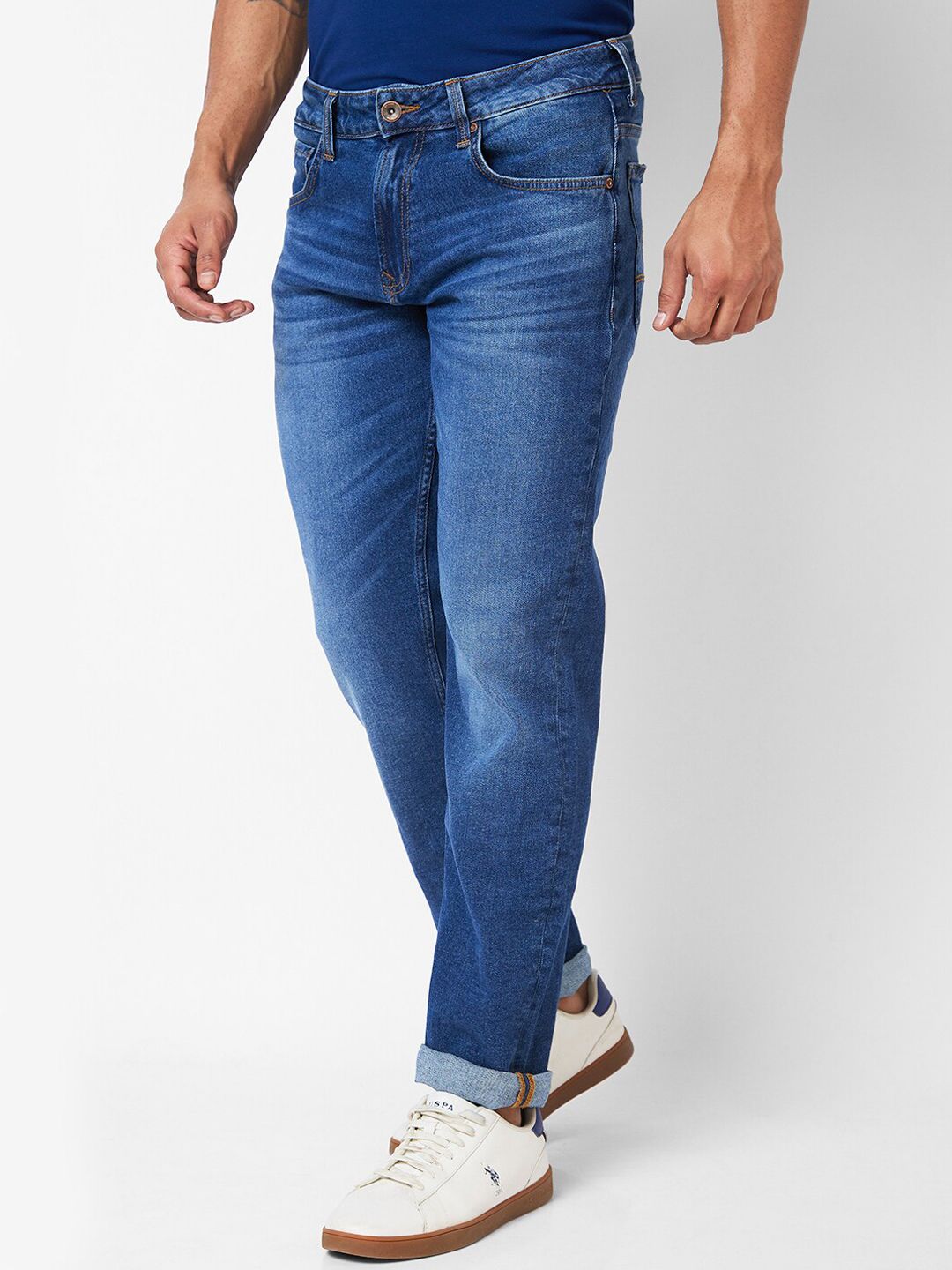 SPYKAR Men Relaxed Fit Clean Look Whiskers Cotton Jeans
