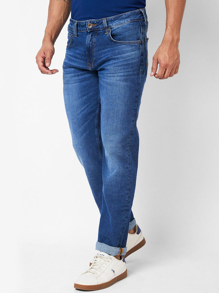 SPYKAR Men Relaxed Fit Clean Look Whiskers Cotton Jeans