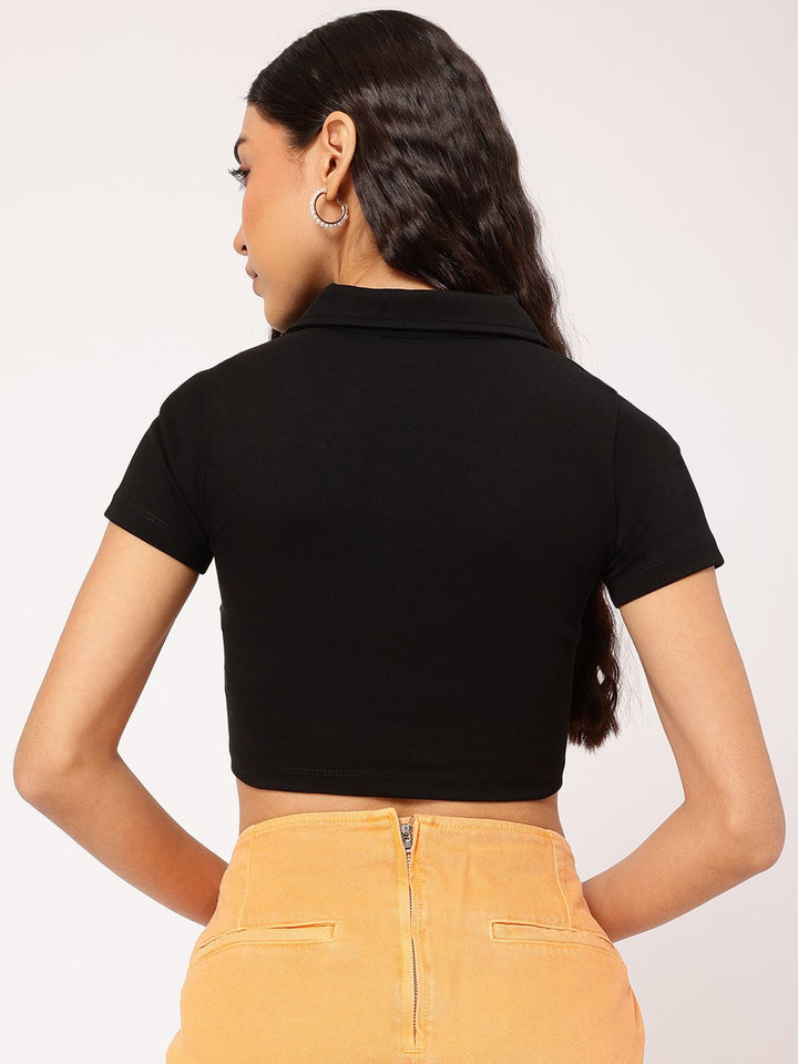DressBerry Polo Neck Boxy Crop Top