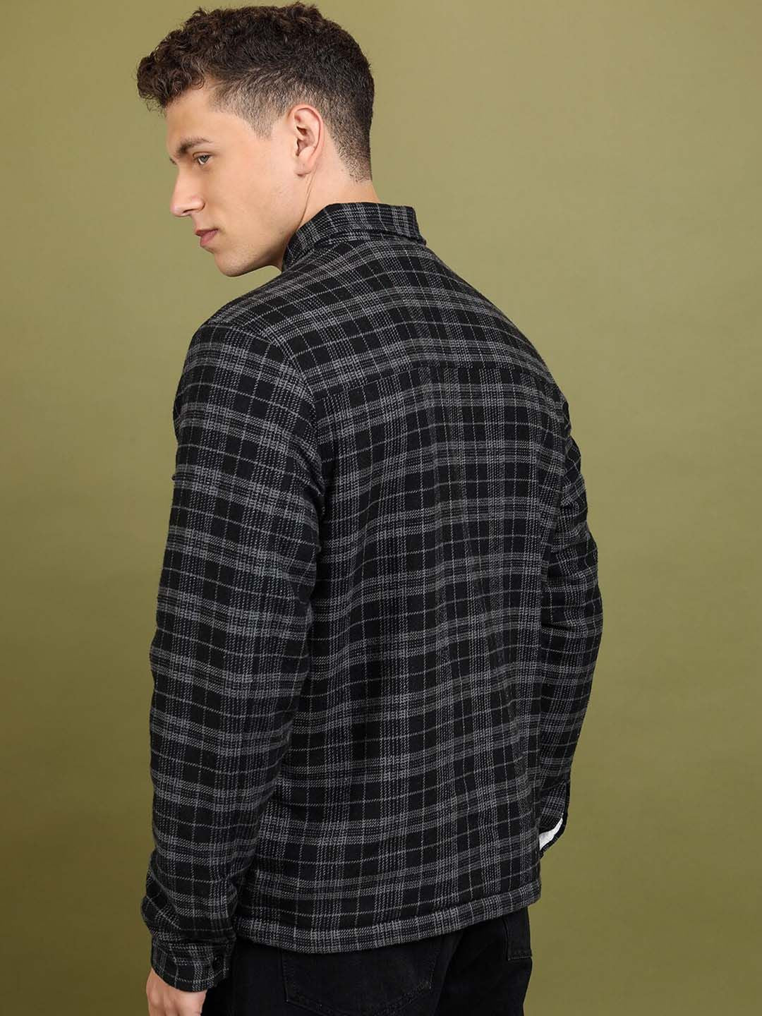 HIGHLANDER Checked Spread Collar Flannel Checked Shirt