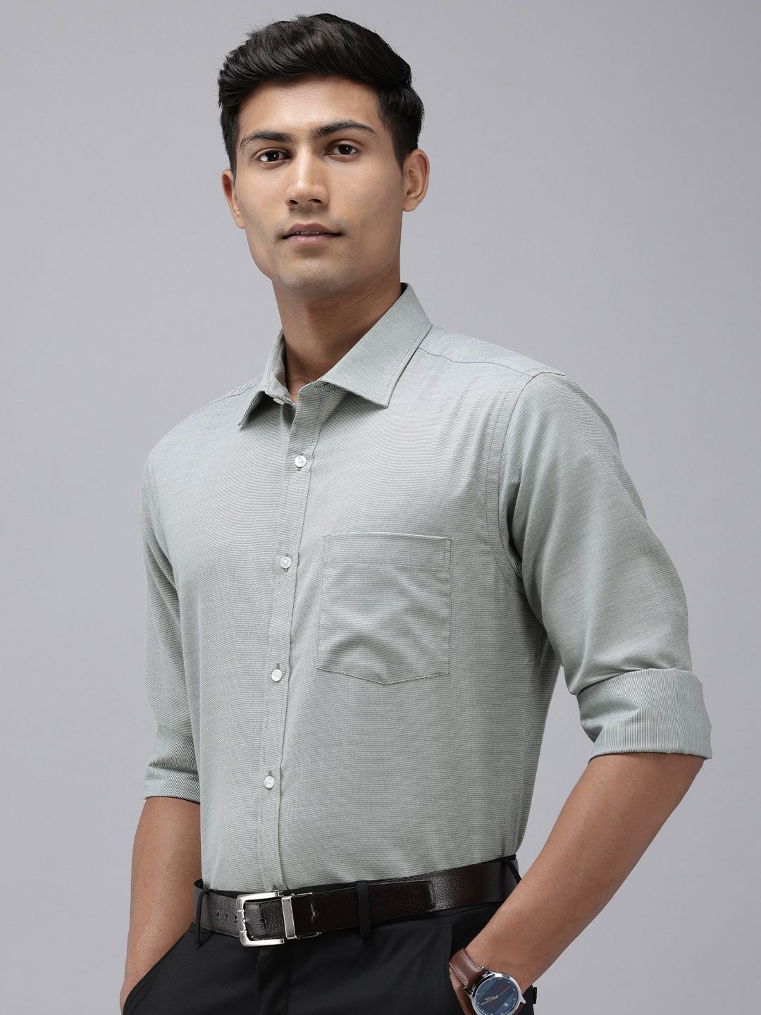 Park Avenue Self Design Textured Slim Fit Opaque Easy Care Formal Shirt