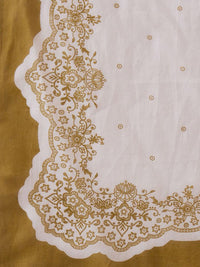 Indo era bunga bersulam bersulam kapas tulen Kurta lurus dengan seluar & dupatta