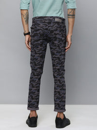 The Indian Garage Co Men Charcoal Grey Camouflage Printed Slim Fit Chinos