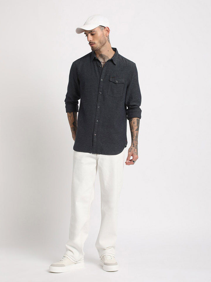 THE BEAR HOUSE Slim Fit Casual Pure Cotton Shirt