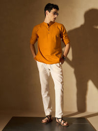 Dennison Men Comfort Orange Slim Fit pendek kurta