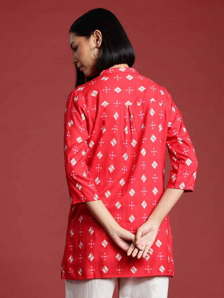 all about you Ethnic Motifs Print Pure Cotton Pin Tucks Short Kurti