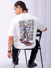 The Indian Garage Co Men Back Printed Boxy Oversized Pure Cotton T-shirt