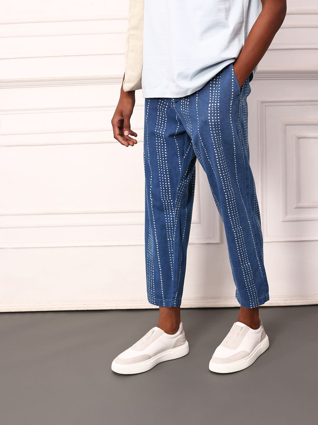 Mr Bowerbird Men Striped Pure Cotton Regular Trousers