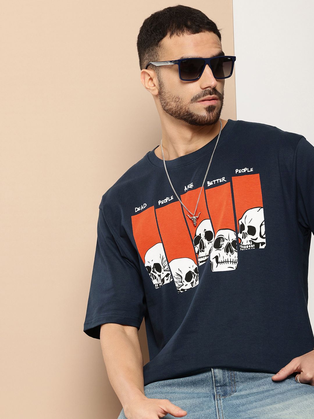 Difference of Opinion Men Printed Oversized Pure Cotton T-shirt