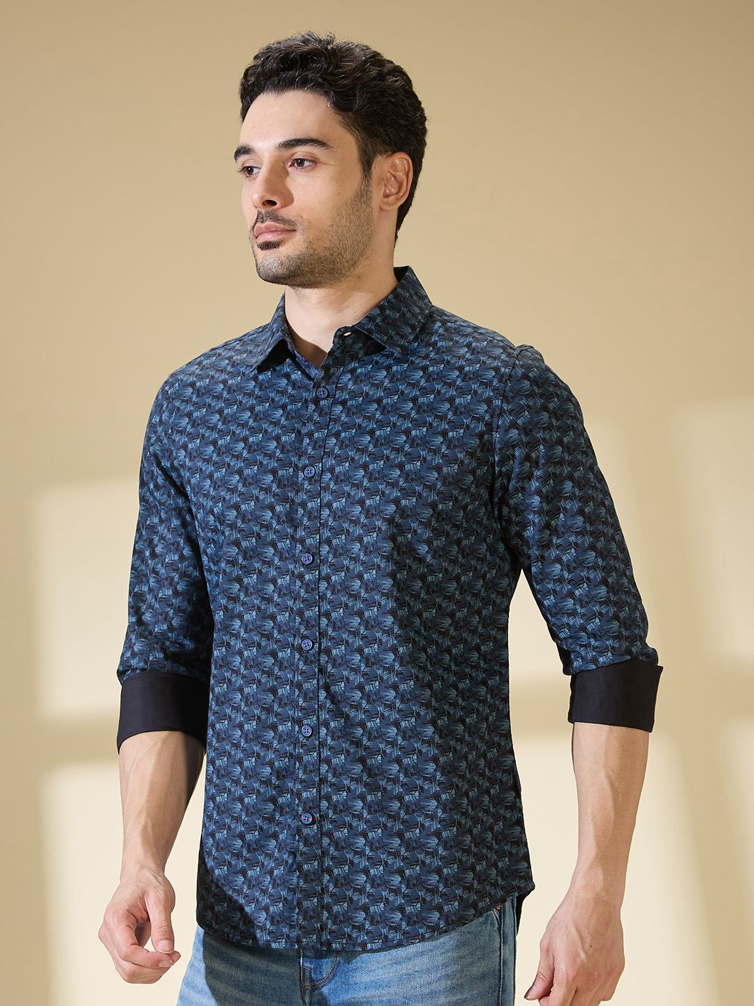 Being Human Pure Cotton Slim Fit Opaque Printed Casual Shirt